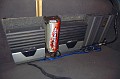 alpine sys 2 amps for base/1 for interior + a capacitor for efficiency.