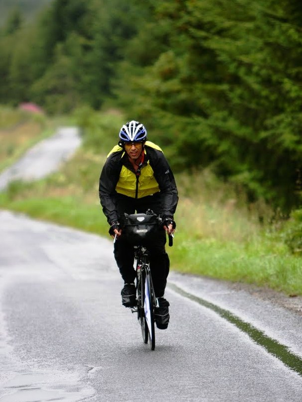 The Israeli Avi is cycling in the rain