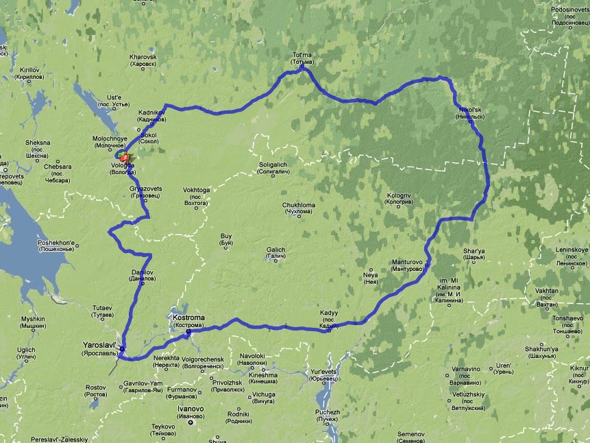 Route of the brevet "White Nights"