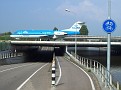 Airplane crosses cycle track