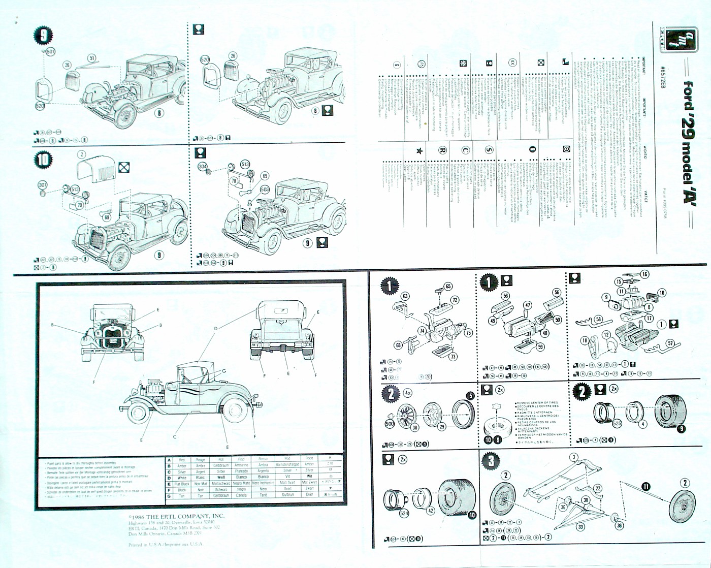 Photo: ford 29 model A AMT ERTL #6572 1986 Instruction side 1 | AMT ...