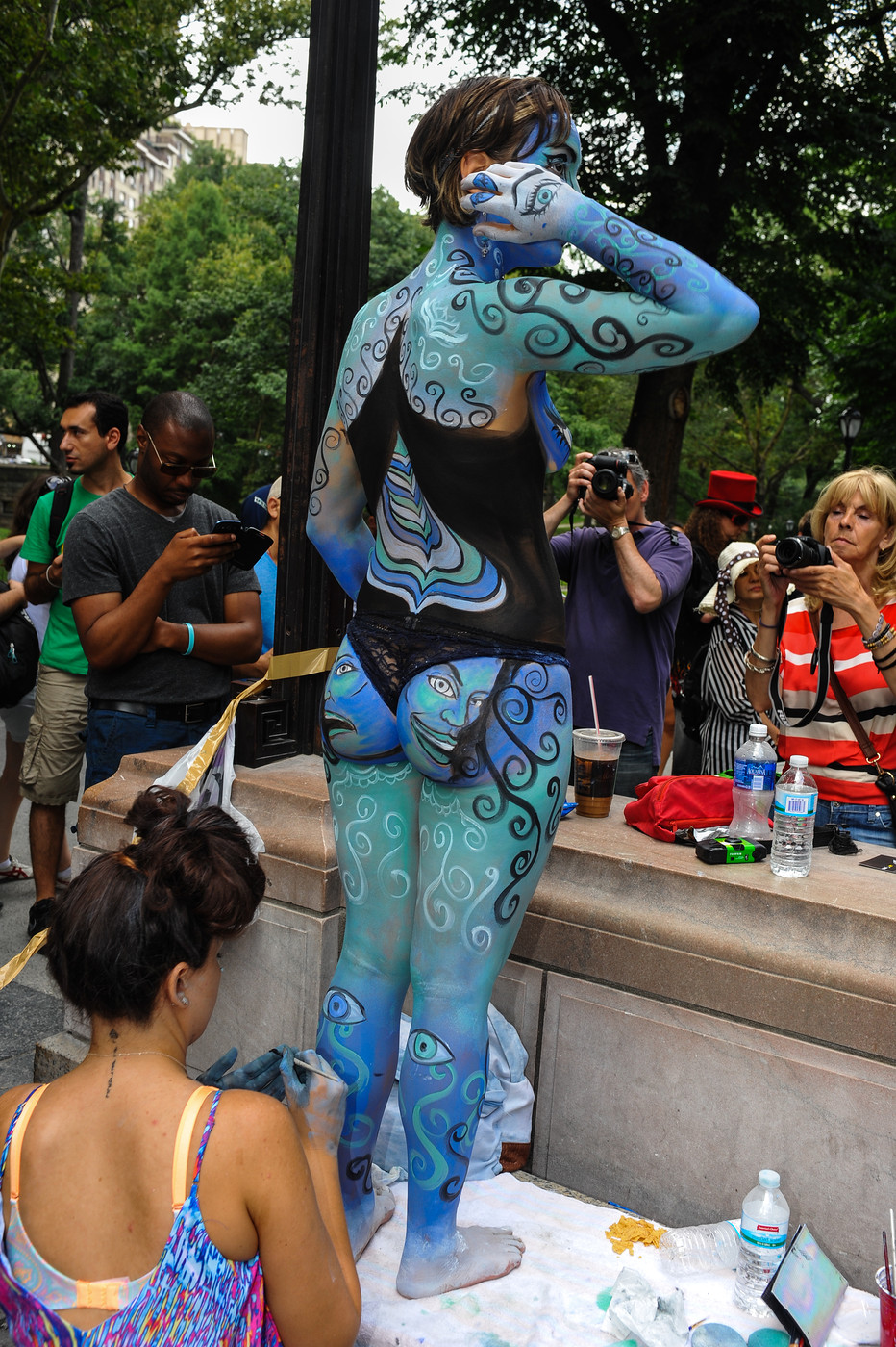 NEW YORK - JULY 26: Nude models, artists take to New York City streets duri...