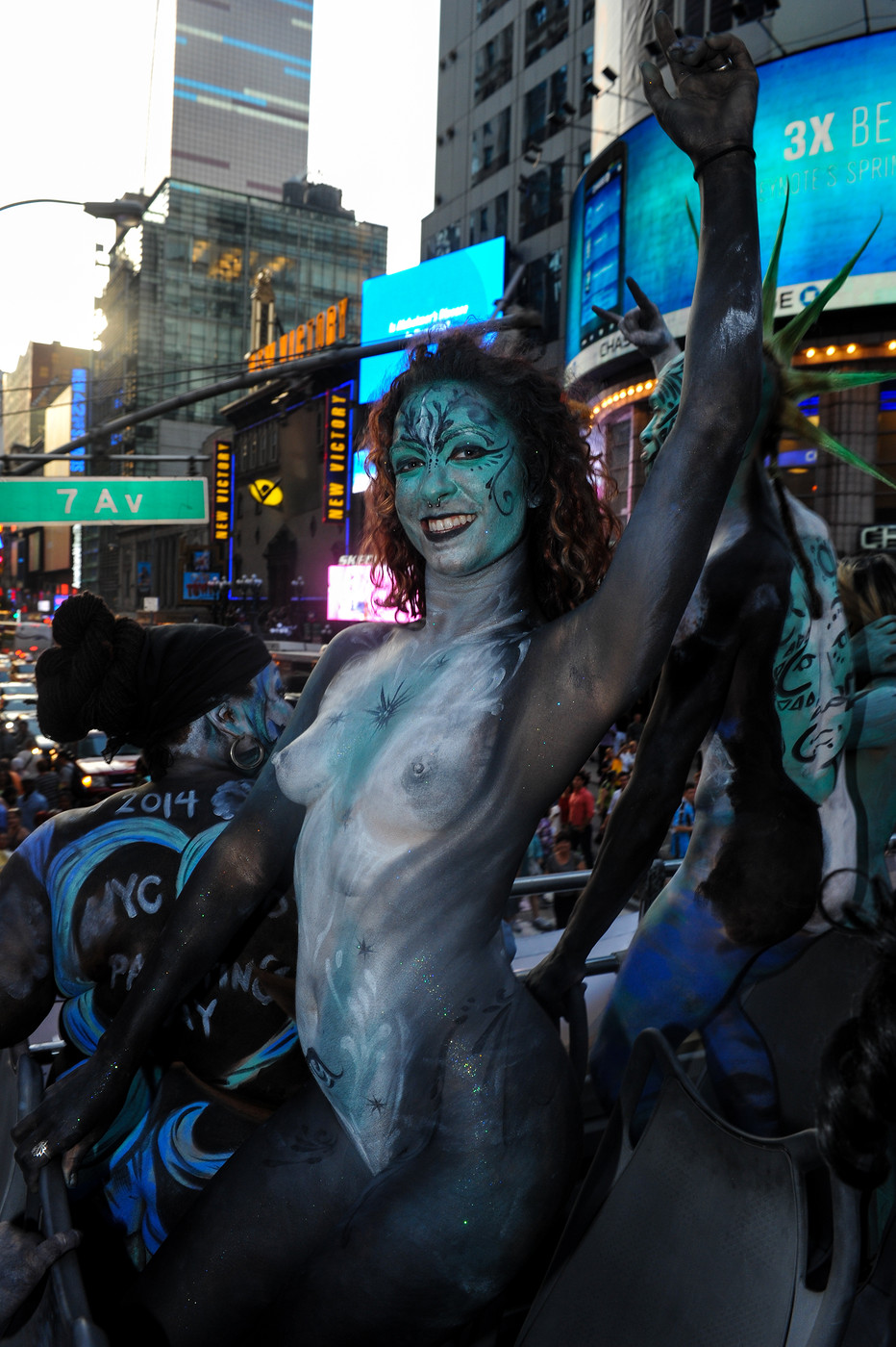 Nude Model Zoe West Busted In Times Square While Being Painted By Artist Andy Golub