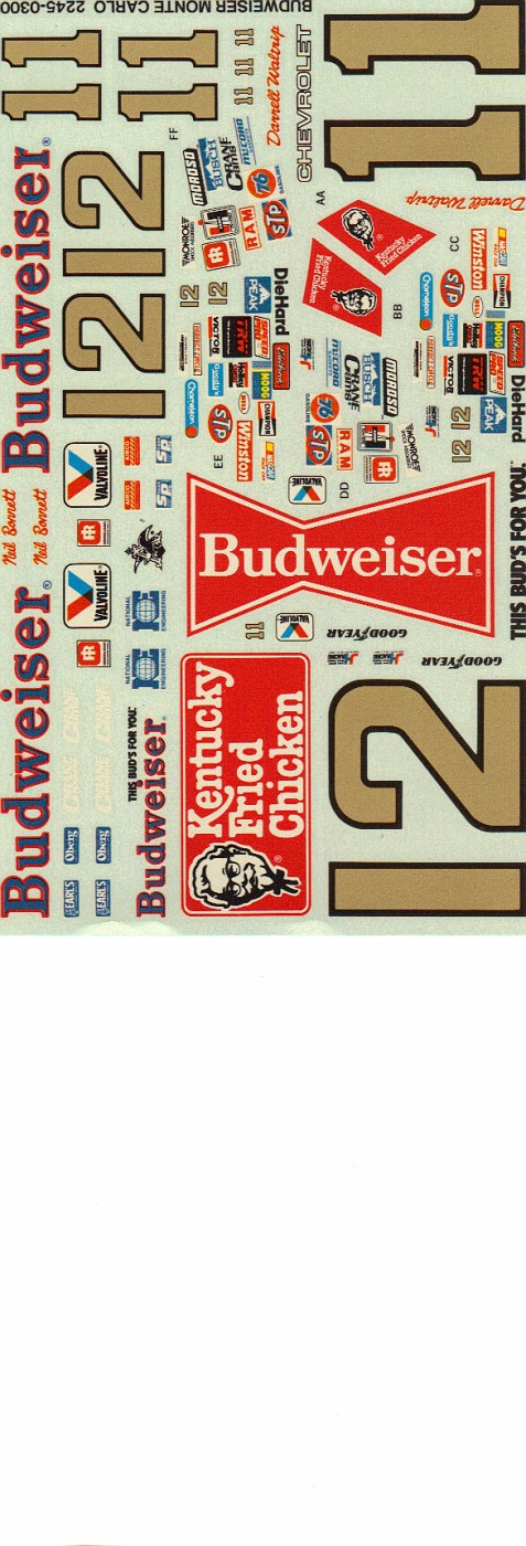 Photo: Mono Budweiser Monte Carlo #11-12 decal | MONOGRAM Monte Carlo ...