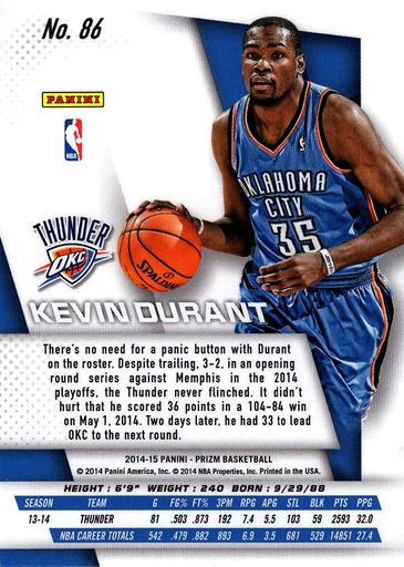 Steven Adams basketball card (Oklahoma City Thunder, Pittsburgh) 2014  Panini #176 Rookie