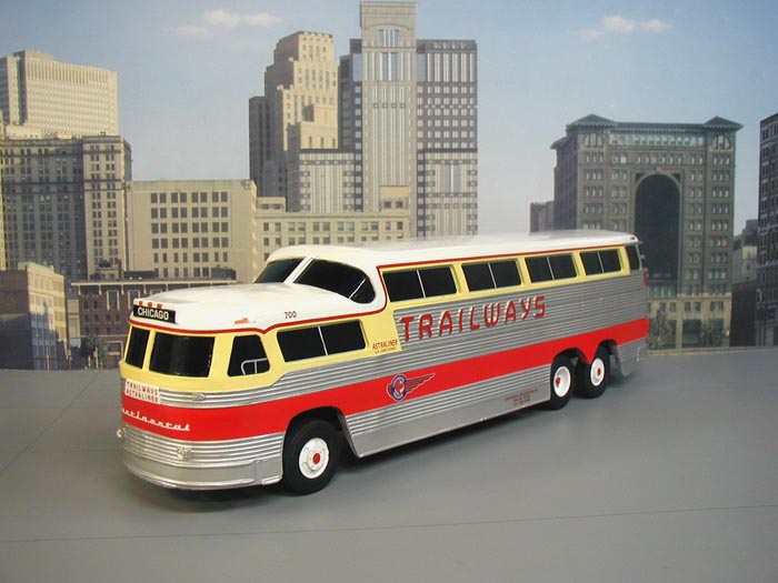 Trailways Continental Bus Eagle Vintage bus Toy | - Golden Tin