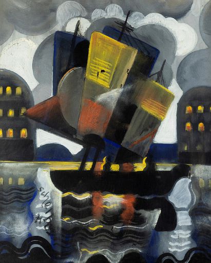 Boat with Red and Yellow Sails (1920)