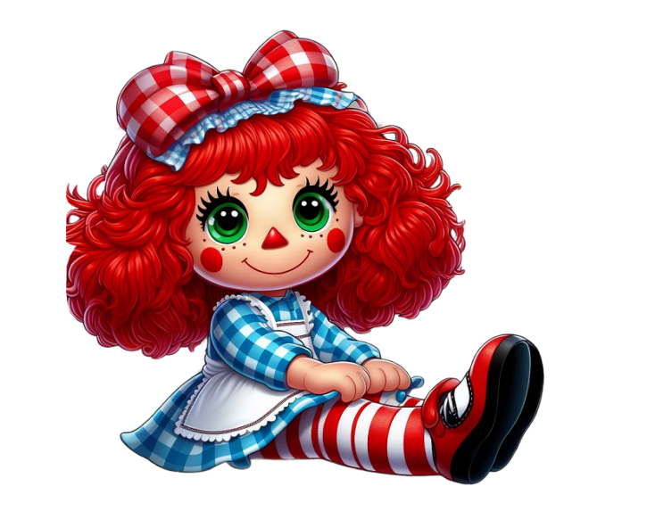 Photo AI CREATIONS GINGHAM AND BOWS RAG DOLL BG (13) Brenda AI