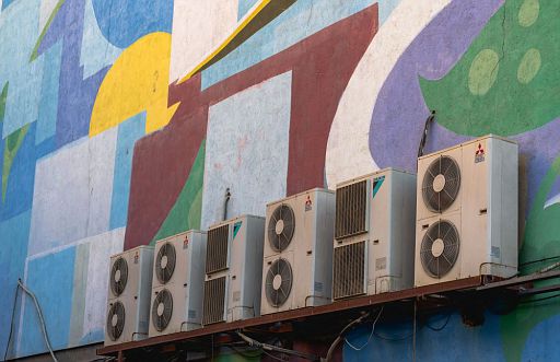 Filters - HVAC units outside a colourful building 