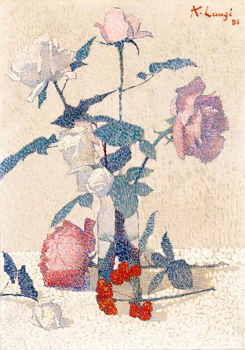 Roses in a Glass of Water, a Geranium Flower (1893)